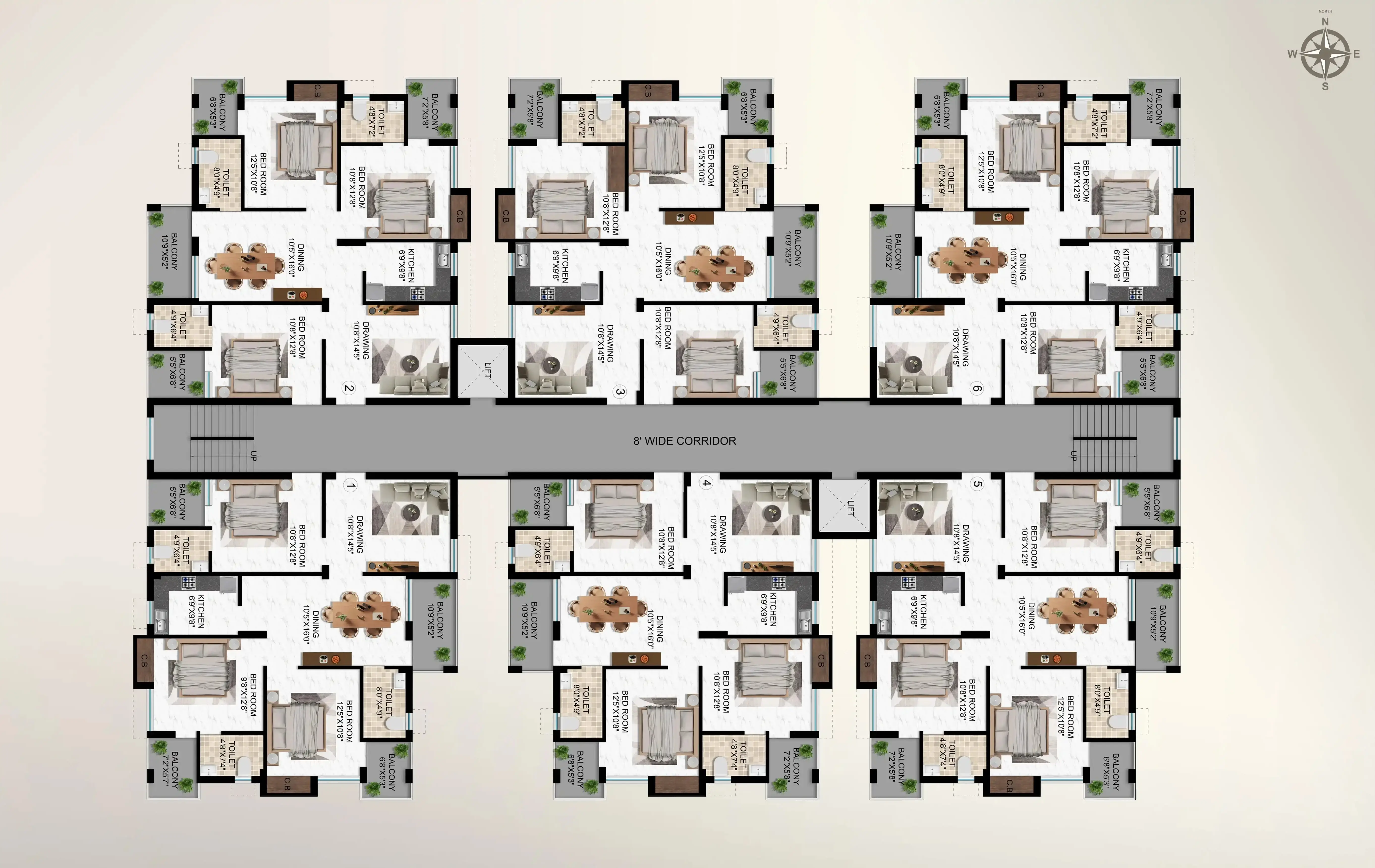 Tower B1 to B5 - (3 BHK)